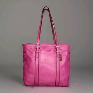 Vintage Coach Tote Bag Pink Leather D05Q-5182 Double Strap Shoulder Bag Rare